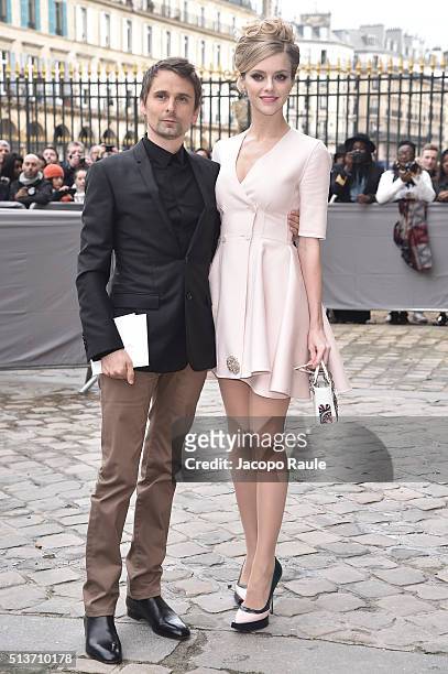 Matthew Bellamy and Elle Evans are seen arriving at Dior fashion show during Paris Fashion Week : Womenswear Fall Winter 2016/2017 on March 4, 2016...