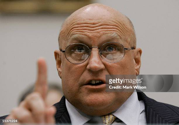 Deputy Secretary of State Richard Armitage tesifies during a House International Relations Committee hearing on Capitol Hill September 29, 2004 in...
