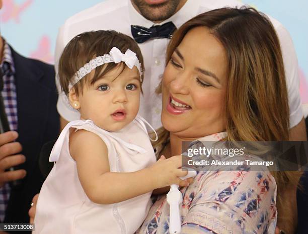 Adamari Lopez and her daughter Alaia are seen on the set of "Un Nuevo Dia" during the celebration of her daughter's first birthday at KUBO Play and...