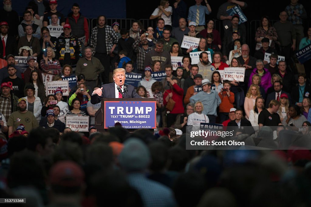 Donald Trump Holds Campaign Rally In Warren, Michigan