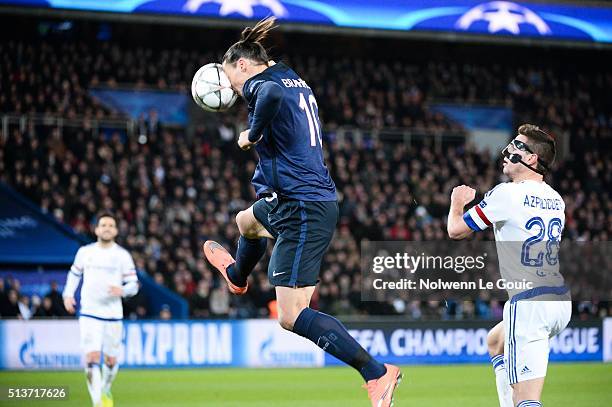 Zlatan IBRAHIMOVIC of PSG during the UEFA Champions League round of 16 first leg match between Paris Saint-Germain and Chelsea at Parc des Princes on...