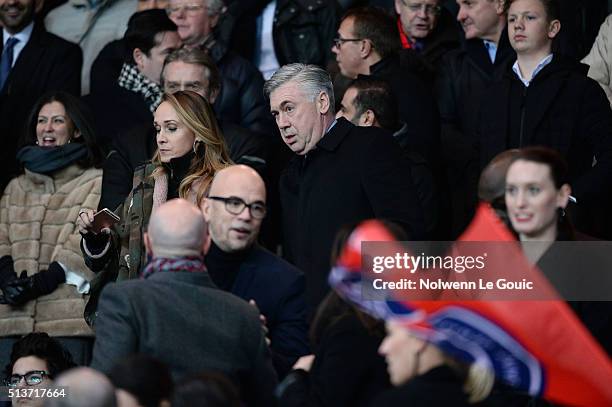 Carlo Ancelotti during the UEFA Champions League round of 16 first leg match between Paris Saint-Germain and Chelsea at Parc des Princes on February...
