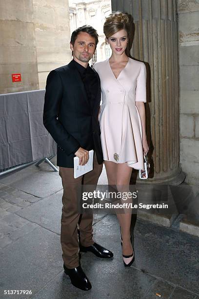 Singer of Muse, Matthew Bellamy and Elle Evans attend the Christian Dior show as part of the Paris Fashion Week Womenswear Fall/Winter 2016/2017 on...