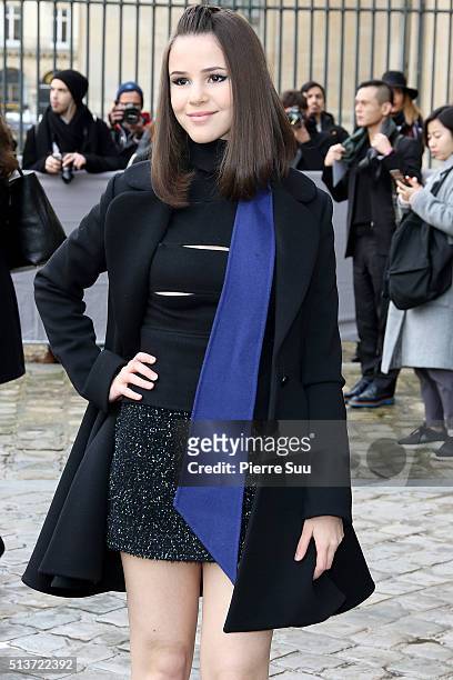 Marina Kaye arrives at the Christian Dior show as part of the Paris Fashion Week Womenswear Fall/Winter 2016/2017 on March 4, 2016 in Paris, France.