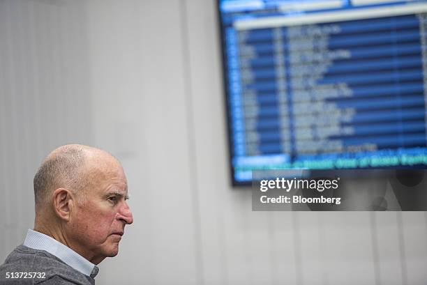 Jerry Brown, governor of California, listens to a question during an interview in San Francisco, California, U.S., on Thursday, March 3, 2016. Brown...