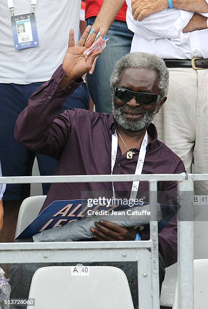 Zacharie Noah, father of Yannick Noah attends day 1 of the Davis Cup World Group first round tie between France and Canada at Stade Velodrome Amedee...