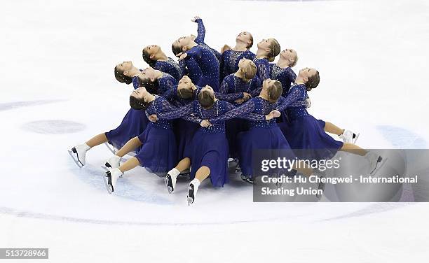 Team Surprise of Sweden performs during a Synchronized Skating short program on day one of the ISU Shanghai Trophy event at the Oriental Sports...