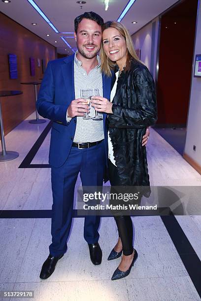 Sebastian Biener and Miriam Lange attend the Gloria - Deutscher Kosmetikpreis 2016 at Hilton Hotel on March 4, 2016 in Duesseldorf, Germany.