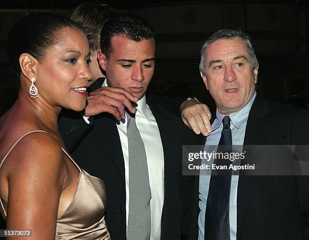 Actor Robert De Niro, his wife Grace Hightower and his son Raphael DeNiro attend the cocktail party for the 5th Annual Directors Guild Of America...