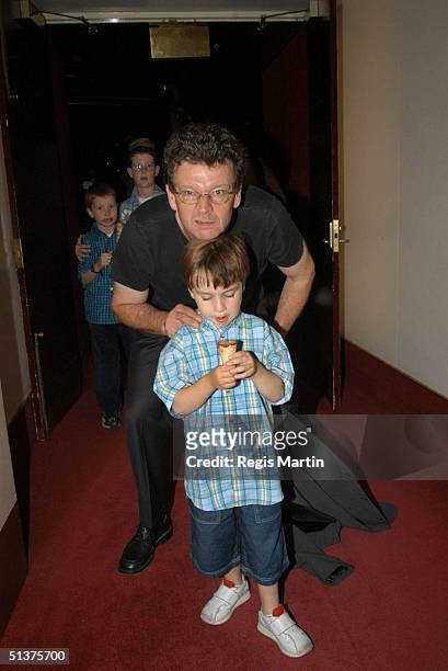 Red Symons and son - Opening night after show party of The Lion, The Witch and The Wardrobe, at the Victorian Arts Centre, in Melbourne.