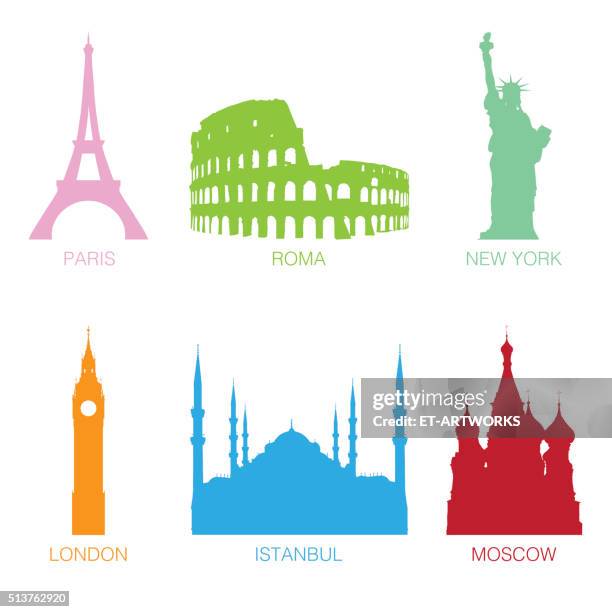 famous monuments - monument stock illustrations