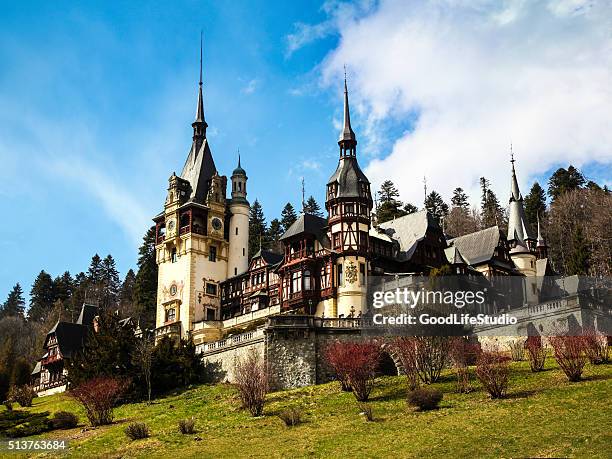 peles castle - sinaia stock-fotos und bilder