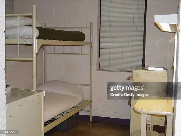 In this undated handout from Federal Bureau of Prisons, a cell in the Alderson Federal Prison Camp is seen in Alderson, West Virginia. Martha Stewart...