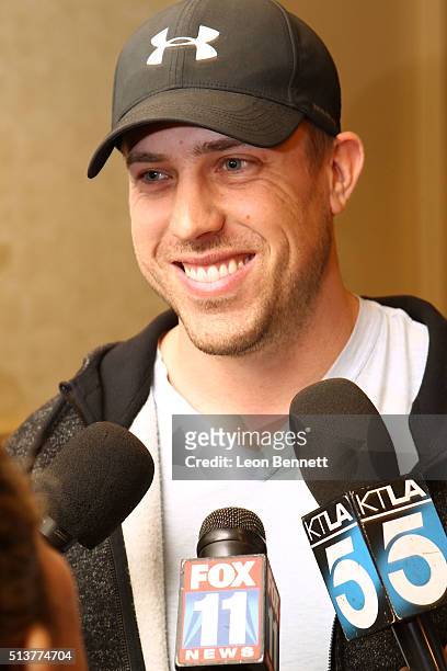 Case Keenum of the Los Angeles Rams attends the Los Angeles Rams Media Availability on March 4, 2016 in Manhattan Beach, California.