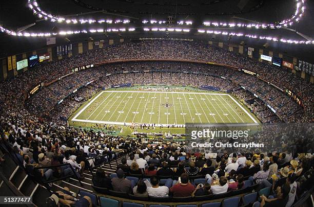 General view of the Louisiana Superdome during the game between the New Orleans Saints and the San Francisco 49ers on September 19, 2004 in New...