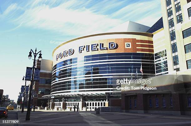 General view of Ford Field taken before the game between the Detroit Lions and the Philadelphia Eagles at Ford Field on September 26, 2004 in...