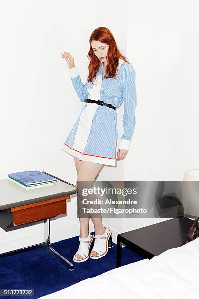 Actress Christa Theret is photographed for Madame Figaro on December 18, 2015 in Paris, France. Dress, belt and shoes . PUBLISHED IMAGE. CREDIT MUST...