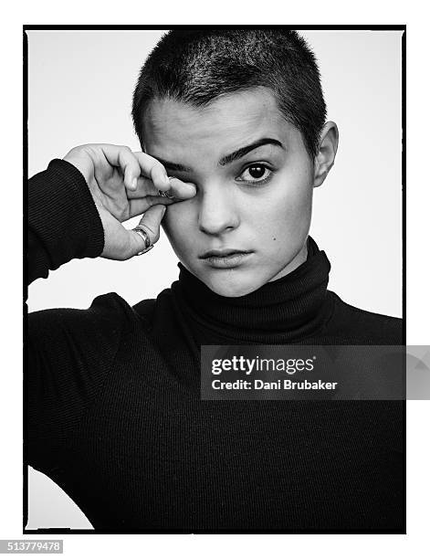 Actress Brianna Hildebrand is photographed for Interview Magazine on November 16, 2015 in El Segundo, California.