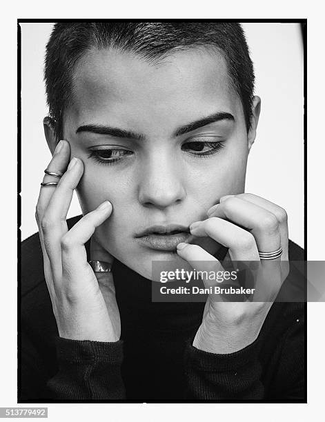 Actress Brianna Hildebrand is photographed for Interview Magazine on November 16, 2015 in El Segundo, California.