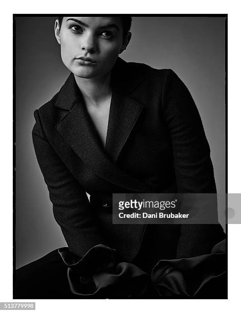 Actress Brianna Hildebrand is photographed for Interview Magazine on November 16, 2015 in El Segundo, California.