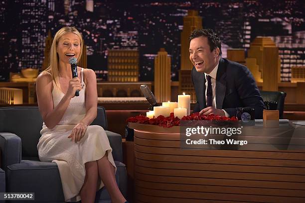 Gwyneth Paltrow Visits "The Tonight Show Starring Jimmy Fallon" at NBC Studios on March 4, 2016 in New York City.