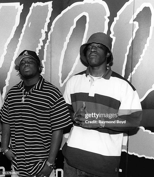 Rappers and actors Big Boy and Andre' 3000 from Outkast poses for photos after their performance at the Marcus Amphitheatre in Milwaukee, Wisconsin...