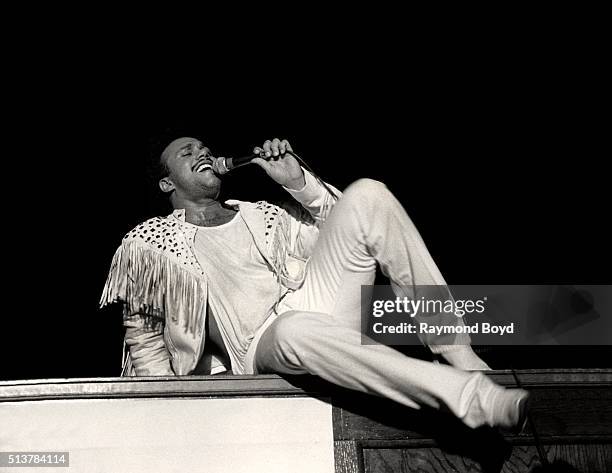 Singer Howard Hewett, formerly of Shalamar performs at Navy Pier in Chicago, Illinois in 1986.