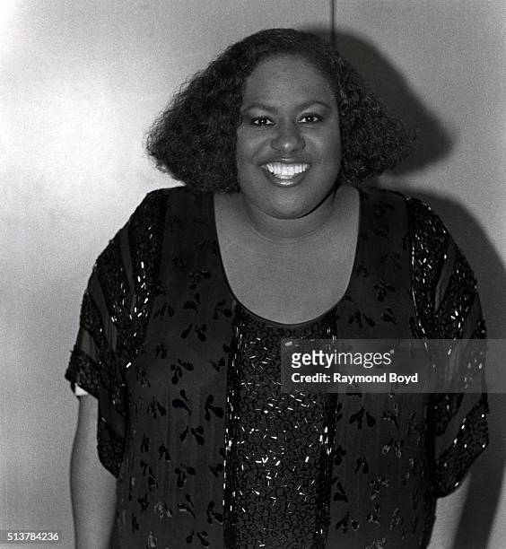 Singer Jennifer Holliday poses for photos backstage at the Arie Crown Theater in Chicago, Illinois in 1985.