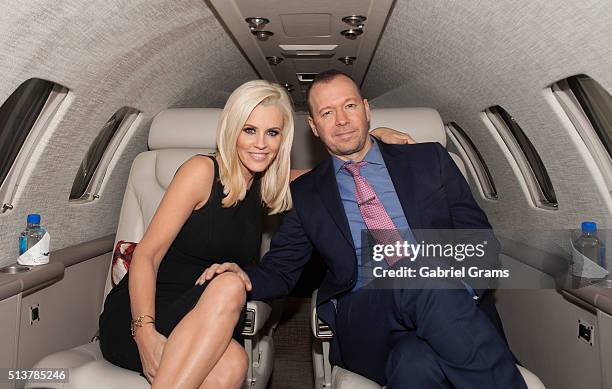 Jenny McCarthy and Donnie Wahlberg join Private Jet app to celebrate the launch of new Chicago routes at Chicago Executive Airport on March 4, 2016...