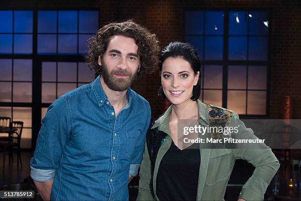 Andreas Nowak and Stefanie Kloss of german rock band Silbermond attend the 'Koelner Treff' TV Show at the WDR Studio on March 4, 2016 in Cologne,...