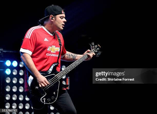 Justin Hills of Sleeping With Sirens performs at O2 Apollo Manchester on March 4, 2016 in Manchester, England.