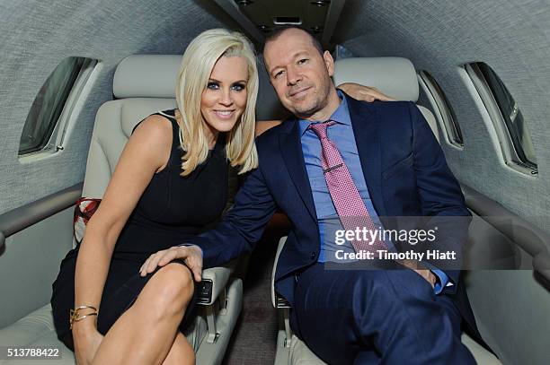 Jenny McCarthy and Donnie Wahlberg joins Private Jet app to celebrate the launch of new Chicago routes at Chicago Executive Airport on March 4, 2016...