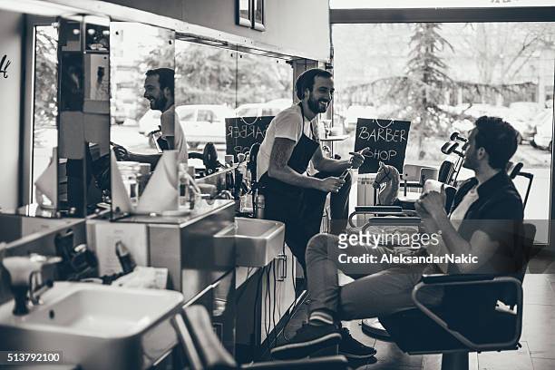 barber's shop stories - man business hipster dark smile stock pictures, royalty-free photos & images