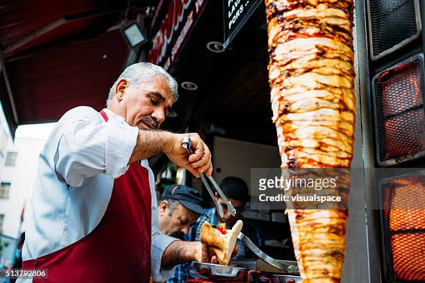 kebab seller in istanbul - kebab stock pictures, royalty-free photos & images