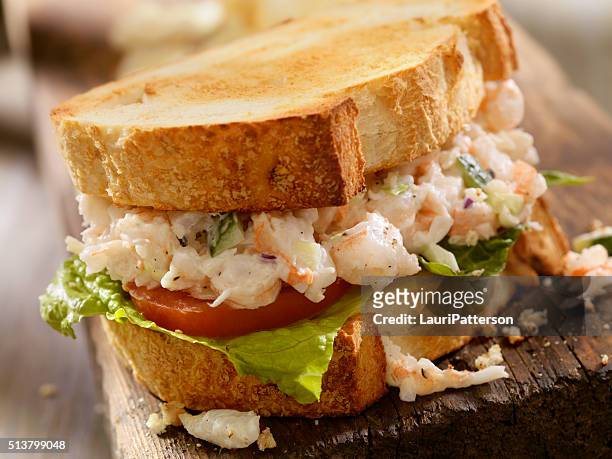 toasted seafood salad sandwich - seafood salad stock pictures, royalty-free photos & images