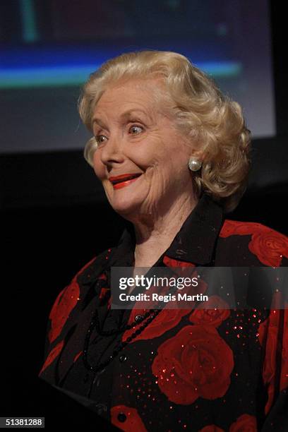 August 2003 - VAL JELLAY at the media launch of the musical The Full Monty, at the Grand Hyatt hotel in Melbourne. Melbourne, Victoria, Australia.