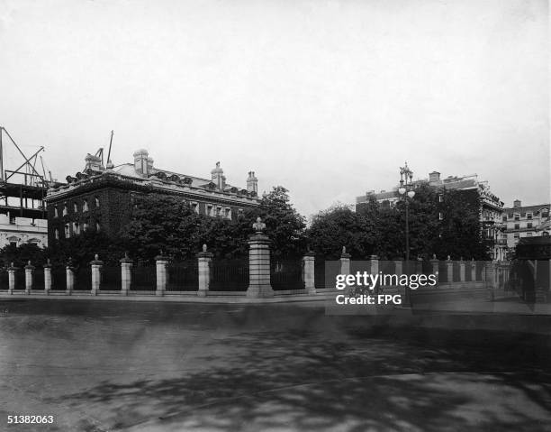 Photograph shows the Cooper-Hewitt National Design Museum in the former Carnegie Mansion on Fifth Avenue at 91st Street in Manhattan, early 1910s....