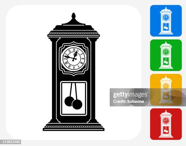 antique clock icon flat graphic design - roman numeral stock illustrations