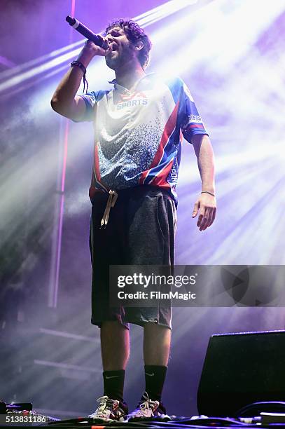 Lil Dicky performs on stage at Okeechobee Music & Arts Festival, Day 2, March 4, 2016 in Okeechobee, Florida.