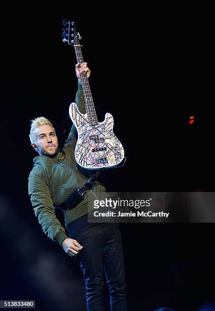 Pete Wentz of Fall Out Boy performs onstage at Madison Square Garden on March 4, 2016 in New York City.