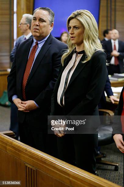 Attorney Scott Carr and sportscaster and television host Erin Andrews appear in court on Friday, March 4 in Nashville, Tenn. Andrews has filed a $75...