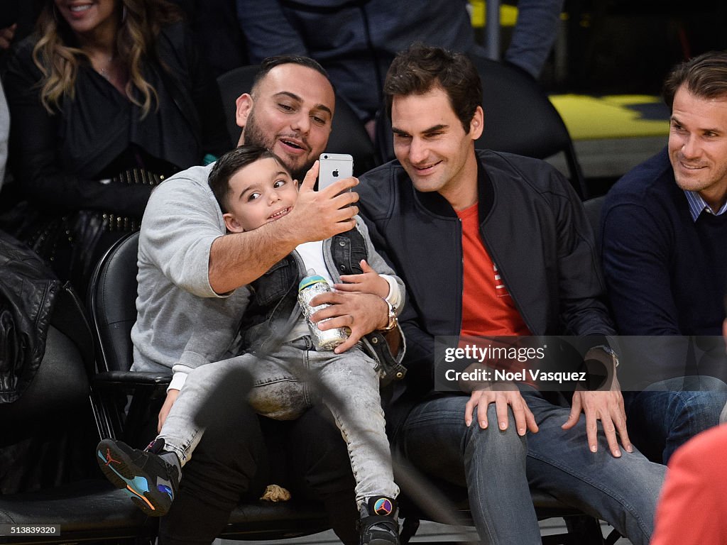 Celebrities At The Los Angeles Lakers Game