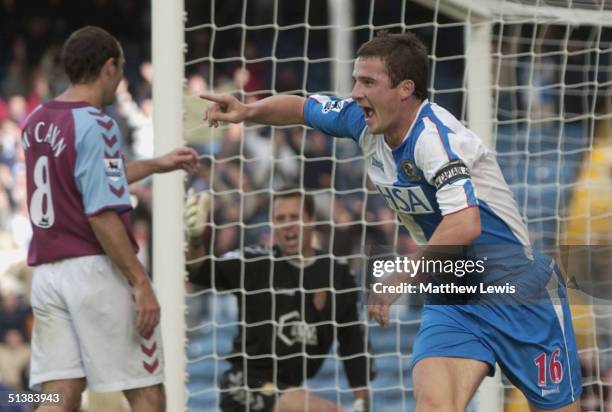 Barry Ferguson of Blackburn celebrates his goal during the Barclays Premiership match between Blackburn Rovers and Aston Villa at Ewood Park on...