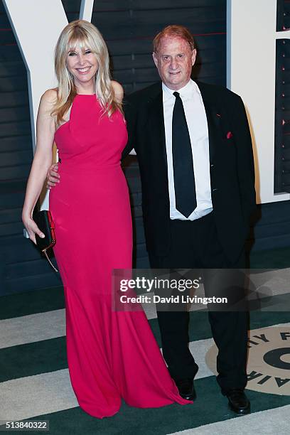 Irena Medavoy and producer Mike Medavoy arrive at the 2016 Vanity Fair Oscar Party Hosted by Graydon Carter at the Wallis Annenberg Center for the...