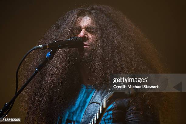 Musician Claudio Sanchez of Coheed & Cambria performs during Coheed & Cambria in concert at The Theater at Madison Square Garden on March 4, 2016 in...