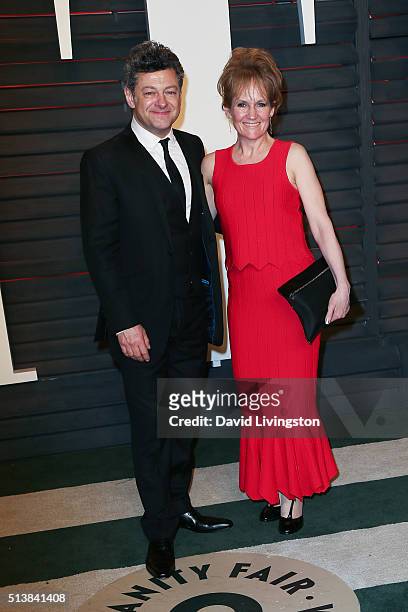Actor Andy Serkis and actress Lorraine Ashbourne arrive at the 2016 Vanity Fair Oscar Party Hosted by Graydon Carter at the Wallis Annenberg Center...