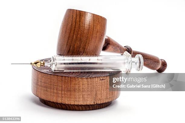 judge´s mallet and injection - lethal injection stock pictures, royalty-free photos & images