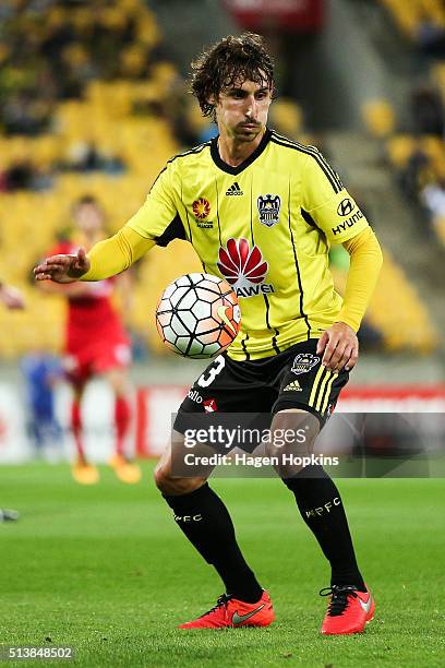 Albert Riera of the Phoenix in actionduring the round 22 A-League match between the Wellington Phoenix and Adelaide United at Westpac Stadium on...