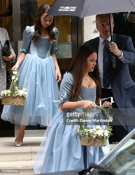 Rupert Murdoch's daughters Grace and Chloe are seen leaving Rupert Murdoch house before the wedding ceromony of Rupert Murdoch and Jerry Hall at St...