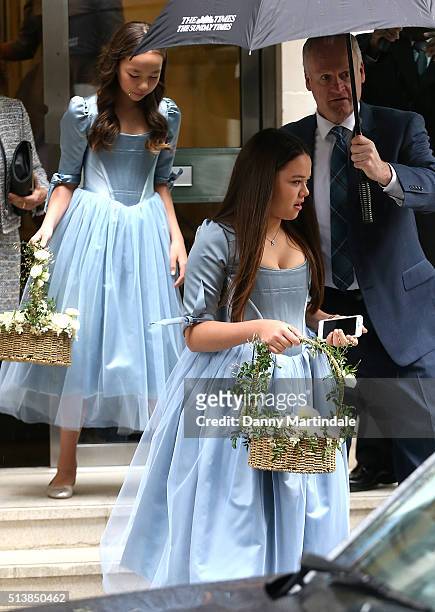 Rupert Murdoch's daughters Grace and Chloe are seen leaving Rupert Murdoch house before the wedding ceromony of Rupert Murdoch and Jerry Hall at St...